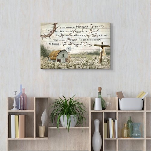 Christian Wall Art by HDXUFJQ - Barn Windmill Canvas Decor | I Still Believe in Amazing Grace (12"x16")