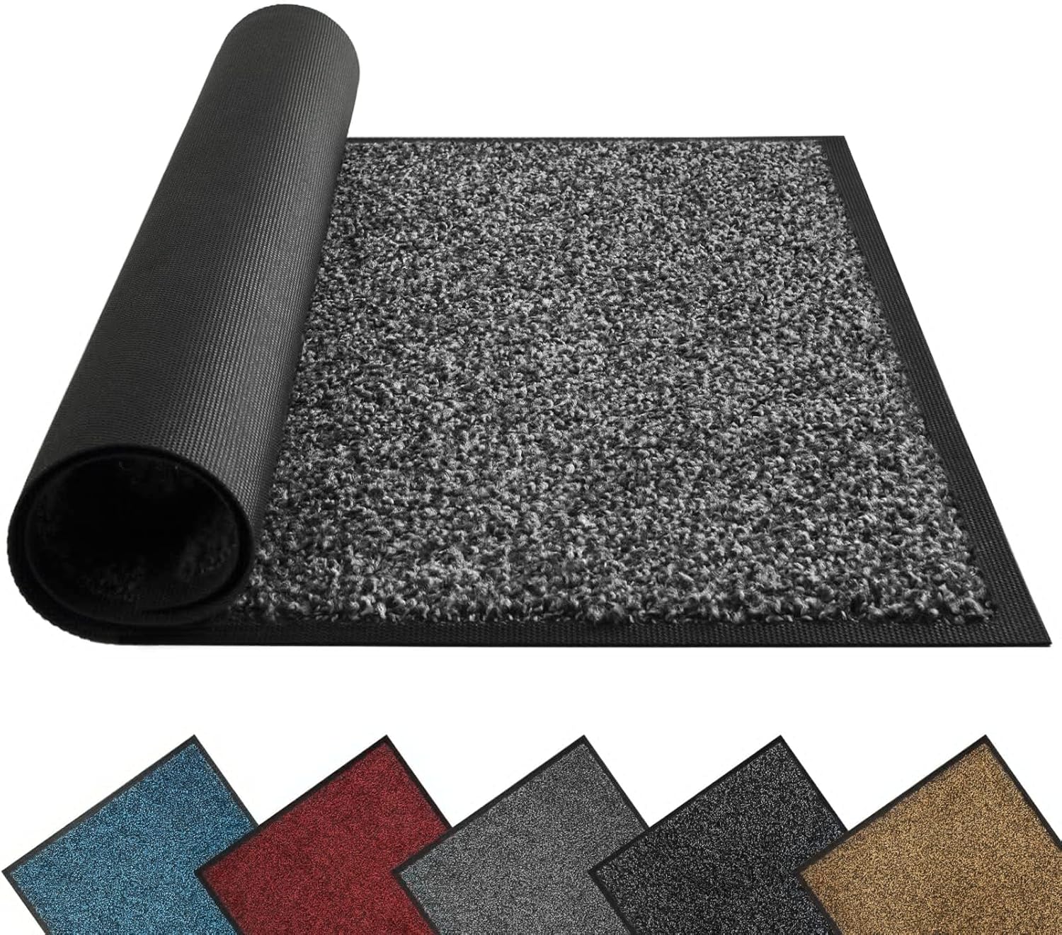 Mibao Front Door Mat - Non-Slip Waterproof Welcome Mat | Durable Machine Washable, 29.5" x 17", Grey