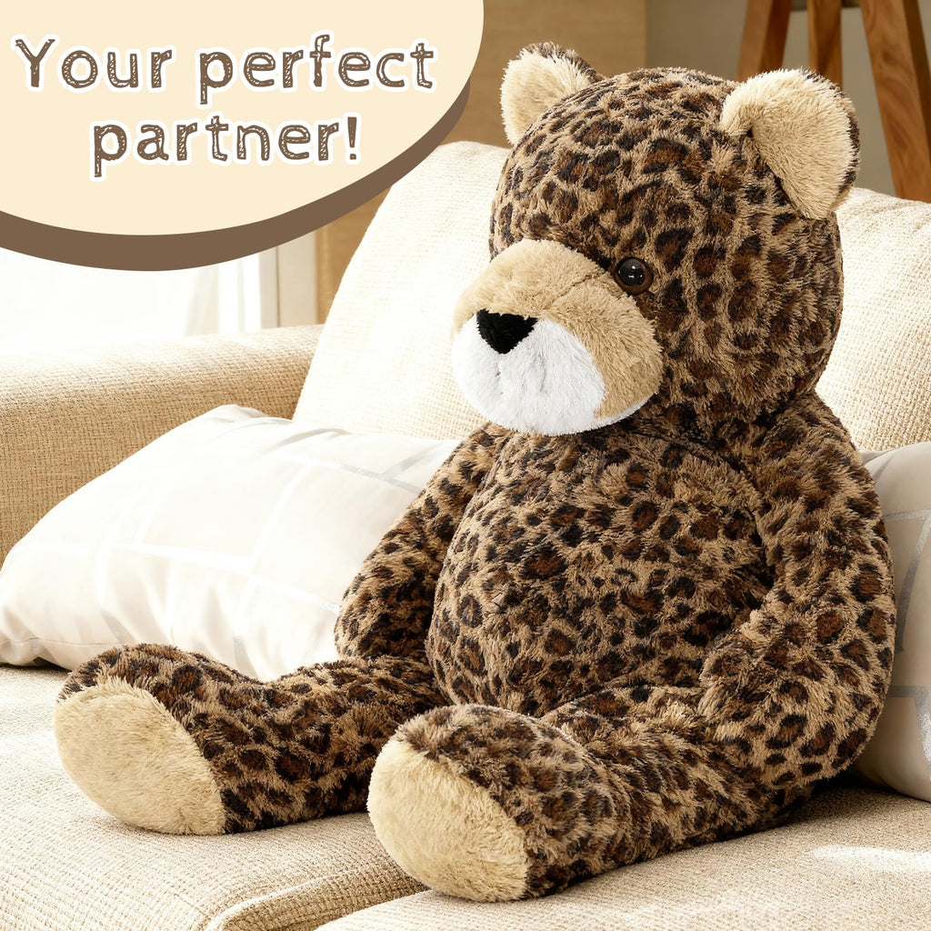 MaoGoLan 51" Giant Cheetah Stuffed Animal Plush Toy, Large Leopard Stuffed Animal Plush Pillow for Girlfriend Boyfriend Kids, Super Soft Cheetah Stuffy Gift for Valentines Birthday Baby Shower Decor
