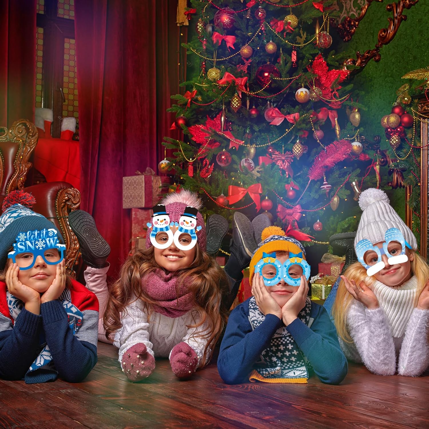 Skiennix Snowflake Paper Eyeglasses - 36 Pcs Winter Wonderland Party Decorations | Perfect for Christmas & Baby Showers