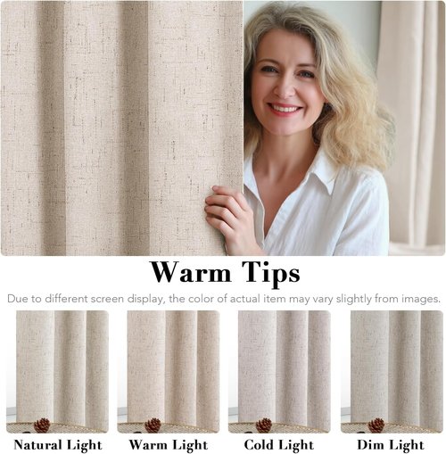 H.VERSAILTEX 100% Blackout Curtains - Full Light Blocking, Textured Design | 84-Inch Grommet Panels, Natural Color (2-Pack)