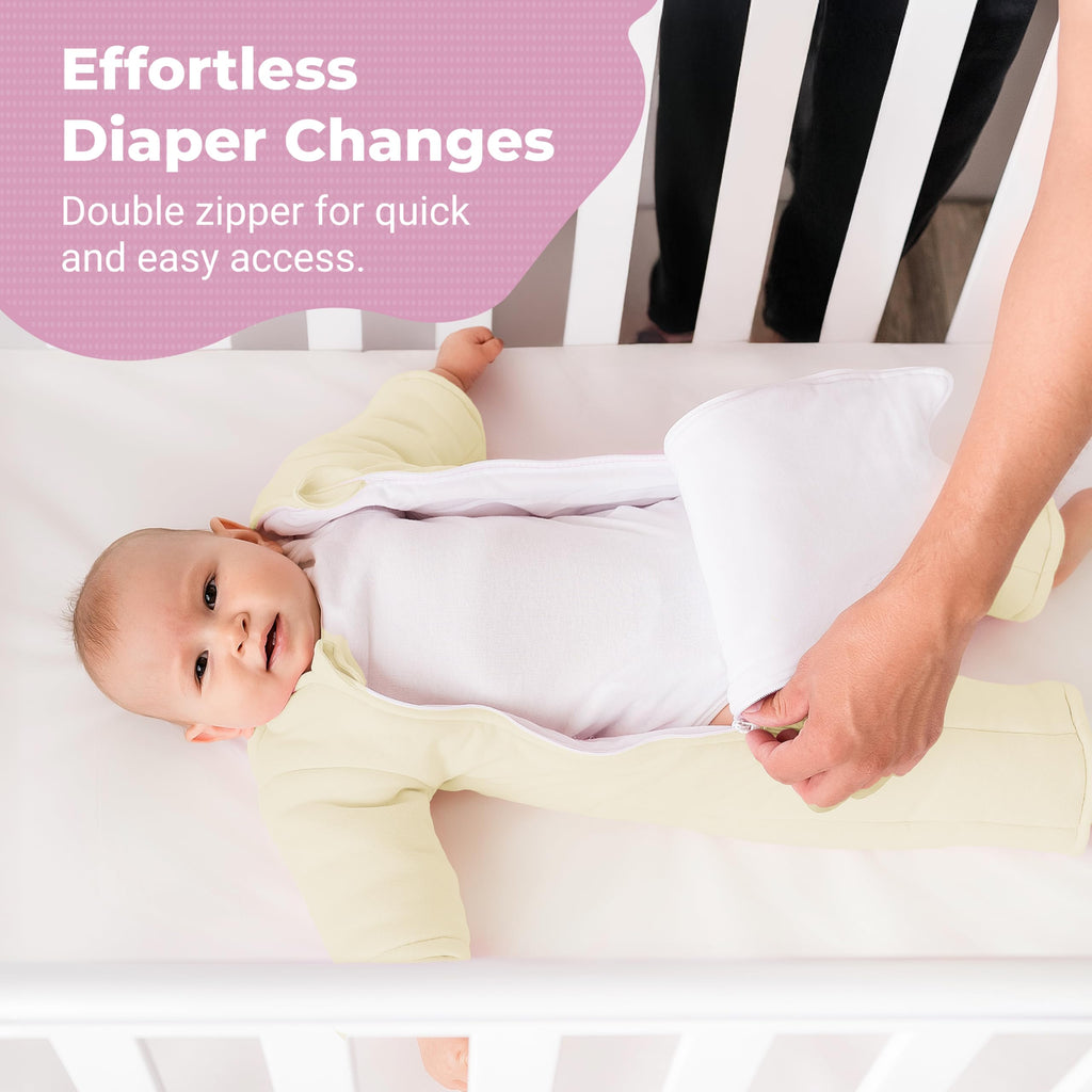 Magic Sleepsuit Baby Merlin's Microfleece Baby Swaddle Transition Product - Soft and Cozy Design, Double Zipper for Easy Diaper Changes, Promotes Safe Sleep, 3-6 Months - Cream - Small 12-18lbs