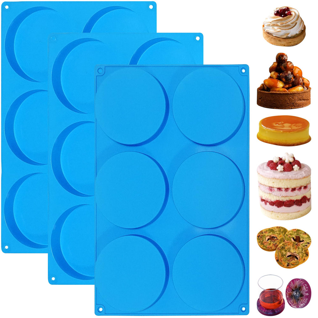 Sidosir Round Silicone Mold for Baking, 4inch Large Breakfast Sandwiches Mold Silicone for Whoopie Pie, Non-Stick Hamburger Buns Molds for Egg Pan (1, ROUND)