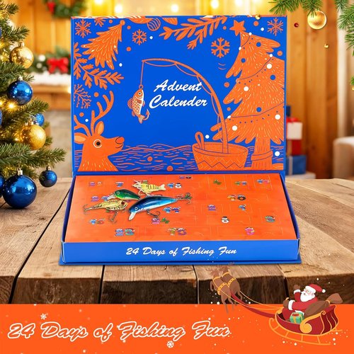 Fanfantoey Fishing Advent Calendar 2025 - Perfect Gift for Anglers & Teens | Blue Lures Kit