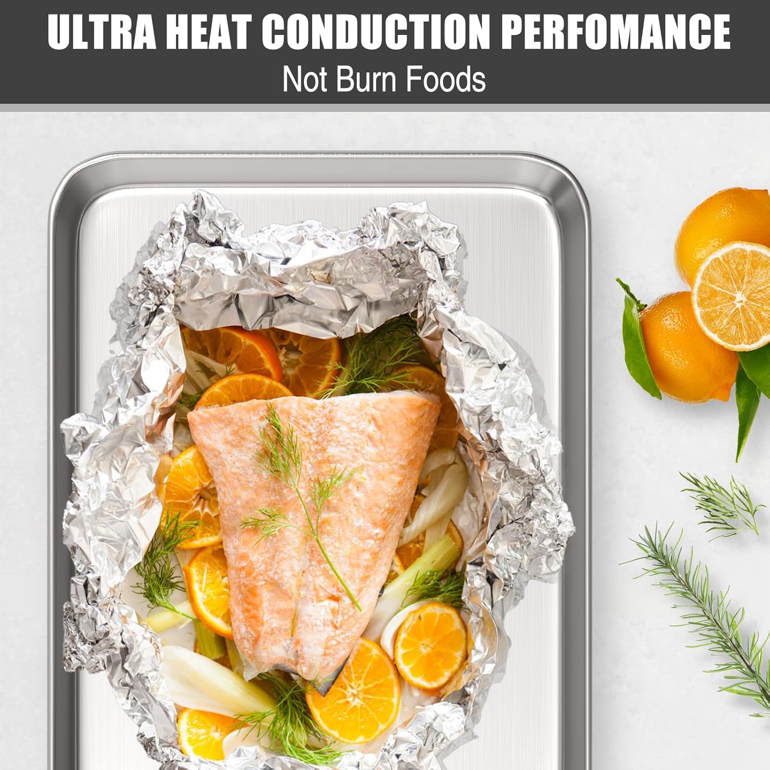 Umite Chef Baking Sheet Set - Professional Stainless Steel Cookie Trays | Non-Toxic, Easy Clean, 10.39x8.07 Inches