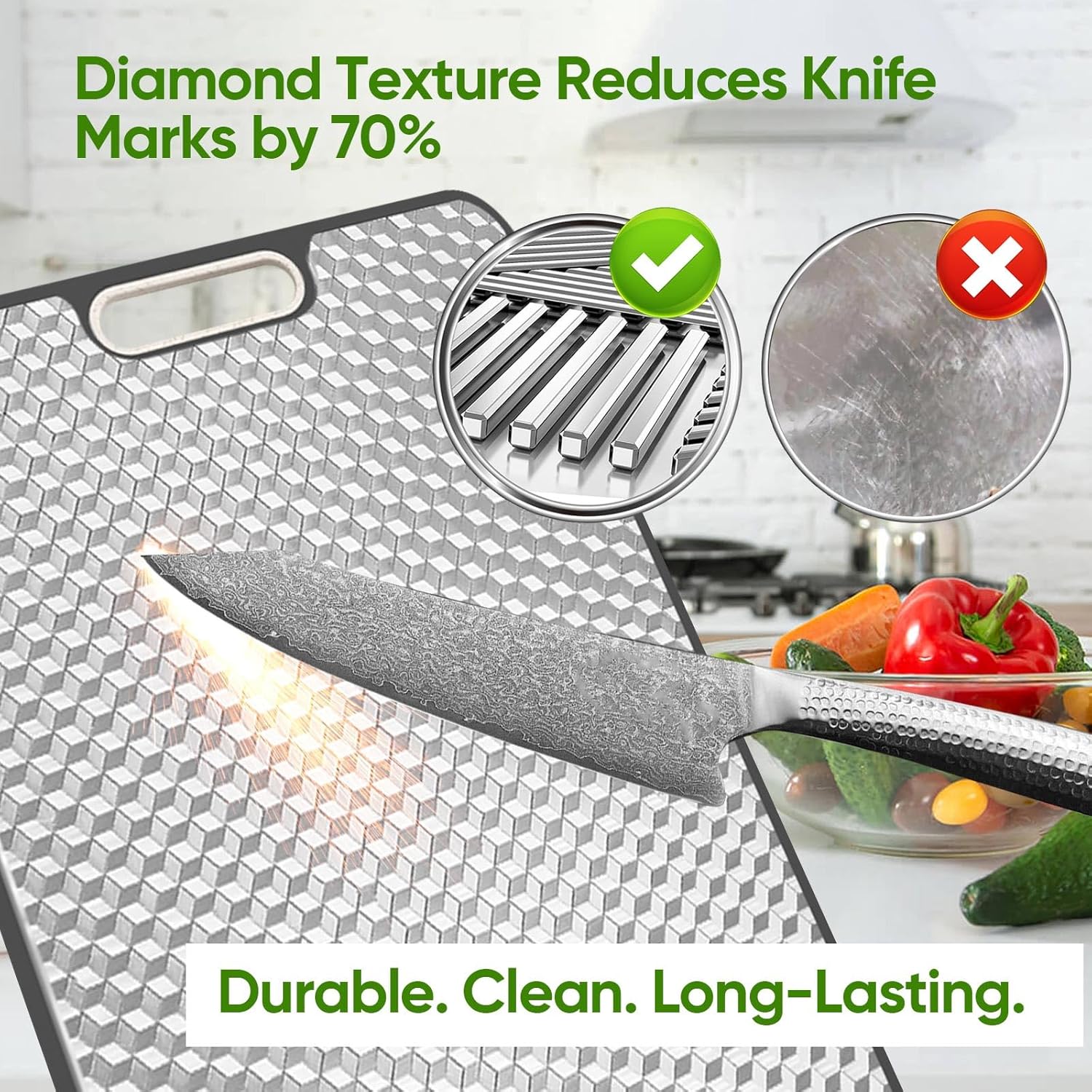 Titanium Cutting Board - Double-Sided Medical-Grade Design | Large Chopping Board with Juice Groove for Meat & Veggies
