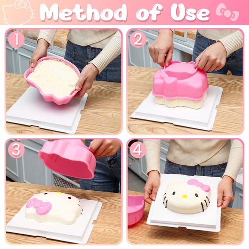 Cat Cake Pan 6 Inch Silicone Cake Mold,Fondant Cake Mold,Birthday Decoration,Candy Chocolate Cupcake Topper Decorating And Diy Baking Tools(Pink)