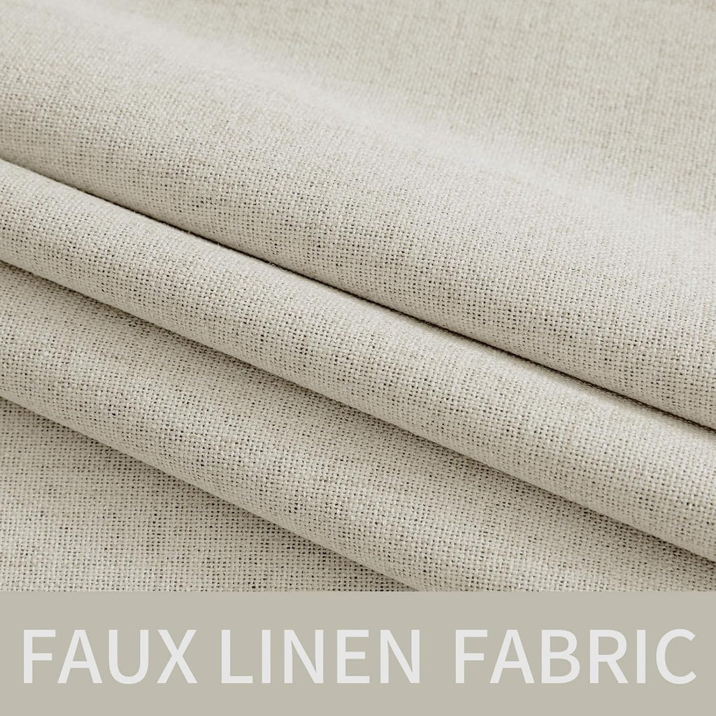 MIULEE Linen Texture Curtains - 100% Blackout Thermal Insulated Drapes | Light Cream, 52x54 Inch (2 Panels)