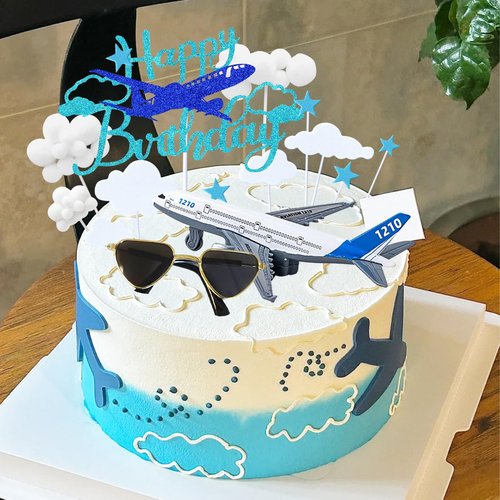Knana 24Pcs Airplane Cake Topper Airplane Figurine Cake Decorations for Airplane Theme Happy Birthday Party Supplies