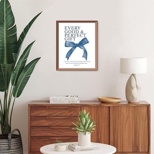 LARTSFRO Coquette Navy Blue Bow Wall Art - Aesthetic Decor for Teen Girls | Set of 4 Unframed 10x8 Inch Prints