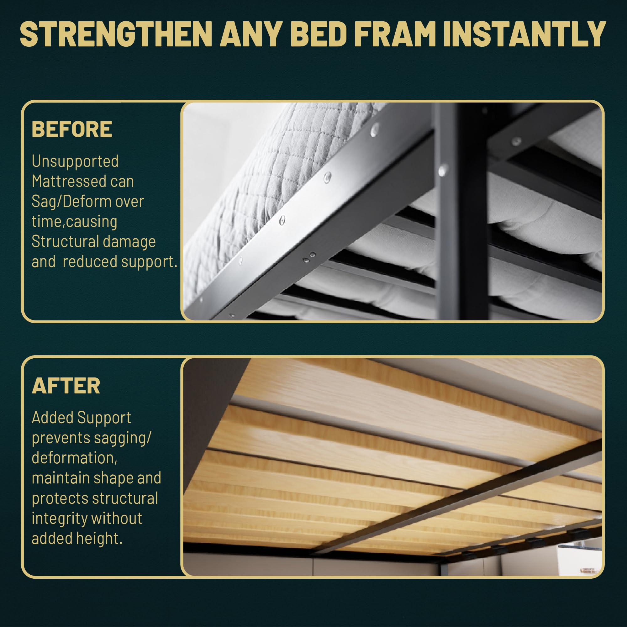 Treaton, 0.68-Inch Horizontal Wooden Bunkie Board/Bed Slats, 72" x 54", Beige