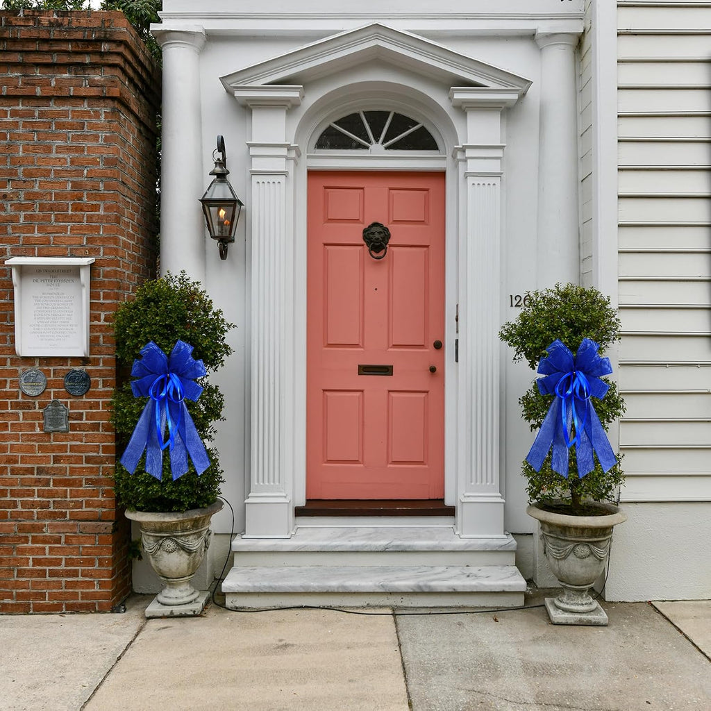 Regine Switzerland Large Dark Blue Burlap Bow - Perfect for Wreaths & Spring Decor | Holiday Party Accent