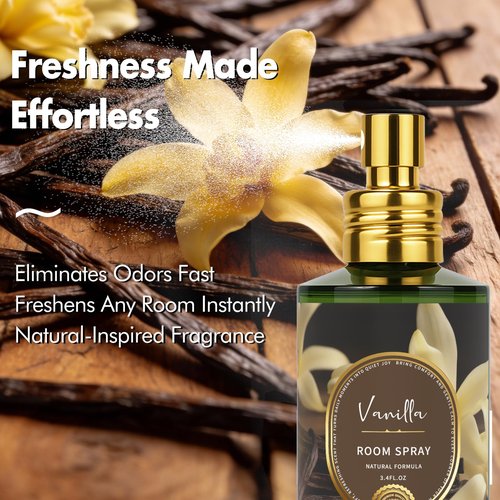 Vanilla Room Spray 2 Pack, 3.4oz/100ml Each – Long-Lasting Air Freshener & Odor Eliminator for Home, Bathroom, Bedroom & Office, Concentrated Room Spray