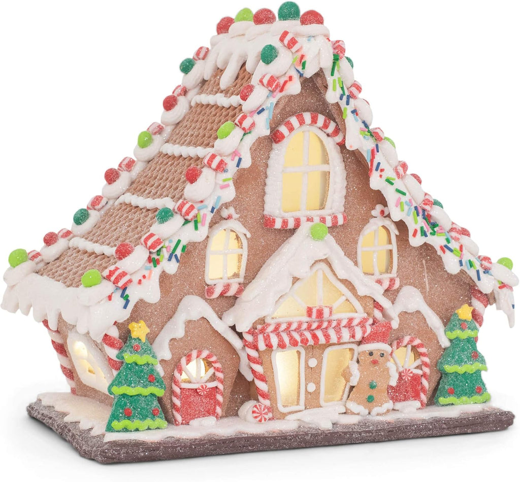 RAZ Imports Gingerbread Lighted Lodge | 11.5" Festive Holiday Decor for Christmas