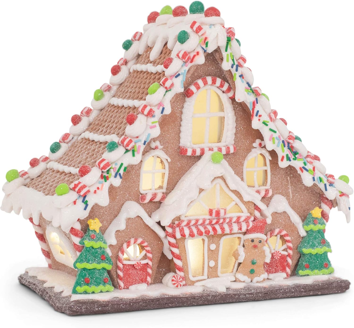 RAZ Imports Gingerbread Lighted Lodge | 11.5" Festive Holiday Decor for Christmas