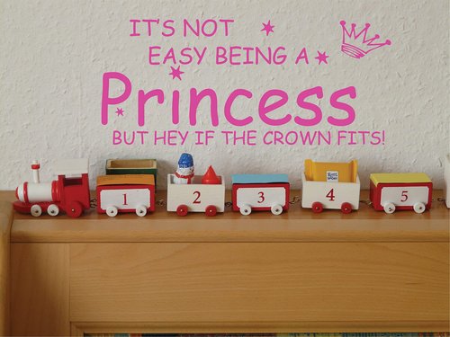 Blinggo NOT Easy Being A Princess Girl Wall Quote Sticker Graphic Vinyl Home Kid décor Pink 10" X 22"