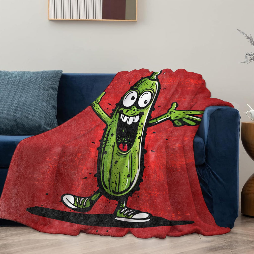 Mounidso Pickle Blanket Flannel Throw Blankets, Funny Vegetable Lightweight Warm Soft Cozy for Cartoon Food Kids Girls Boys, Gifts for Couch Chair Living Room Bedroom Home Decor, 50x60inch