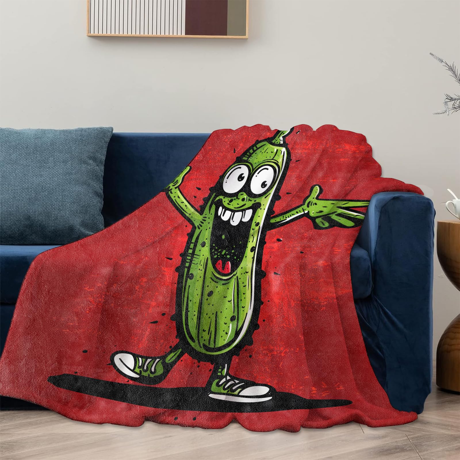 Mounidso Pickle Blanket Flannel Throw Blankets, Funny Vegetable Lightweight Warm Soft Cozy for Cartoon Food Kids Girls Boys, Gifts for Couch Chair Living Room Bedroom Home Decor, 50x60inch