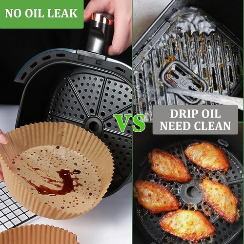 200PCS Air Fryer Liners - Non-Stick 8 Inch Parchment Paper for 5-8 QT Air Fryers | Waterproof & Oil-Proof