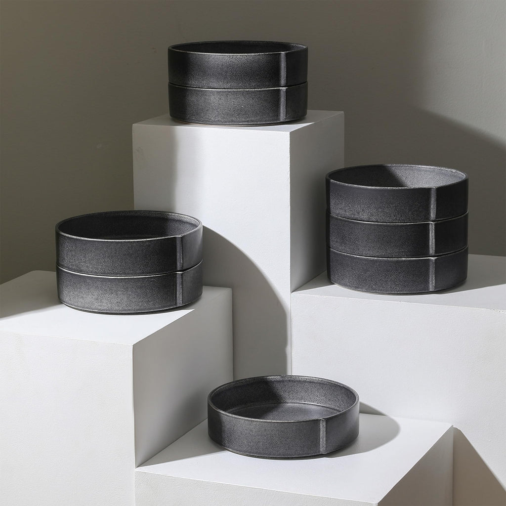 Stone Lain Bao 8-Piece Pasta Bowl Set Stoneware, Charcoal