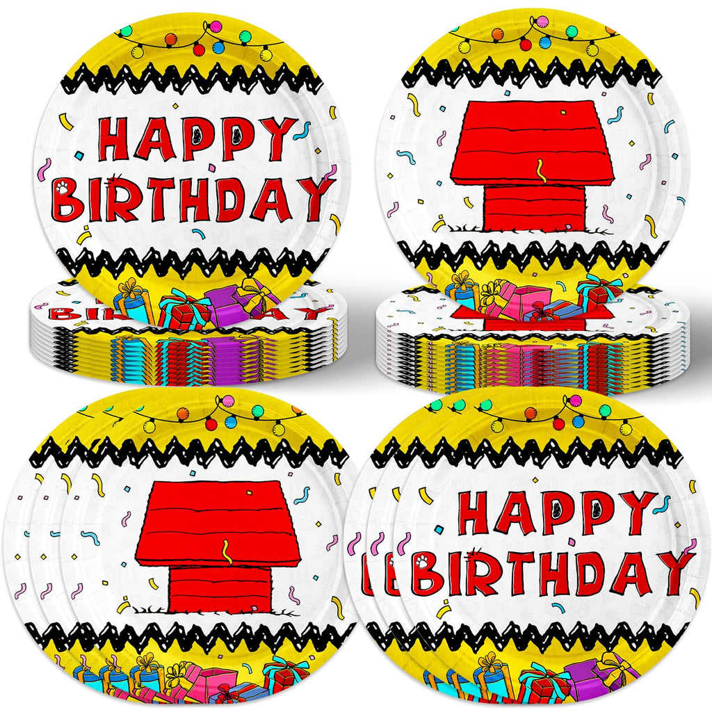 40Pcs Cartoon Dog Red House Birthday Party Plates for 40 Guests Tableware Supplies Red House for Kids Baby Shower Birthday Party Decorations