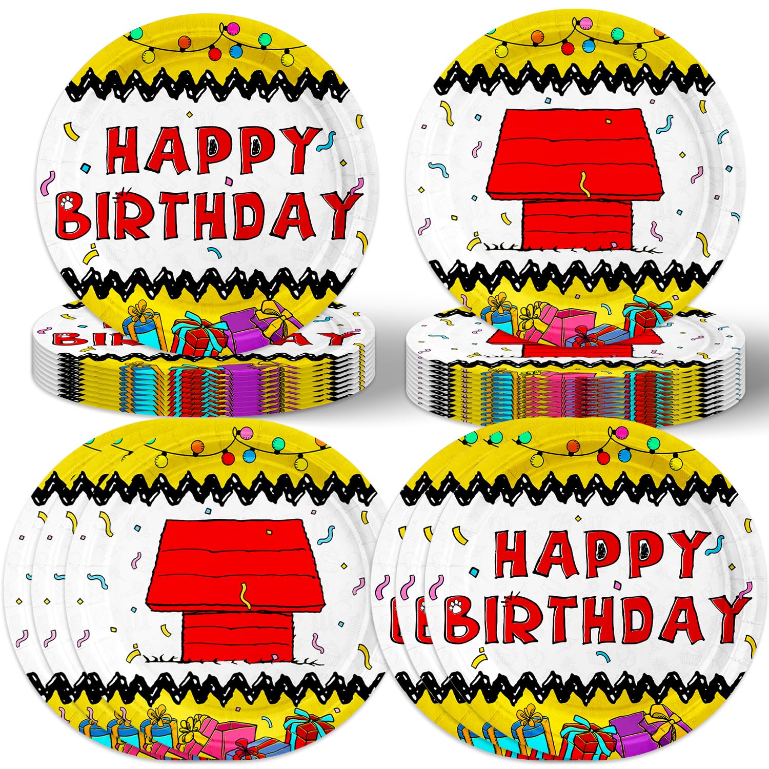 40Pcs Cartoon Dog Red House Birthday Party Plates for 40 Guests Tableware Supplies Red House for Kids Baby Shower Birthday Party Decorations
