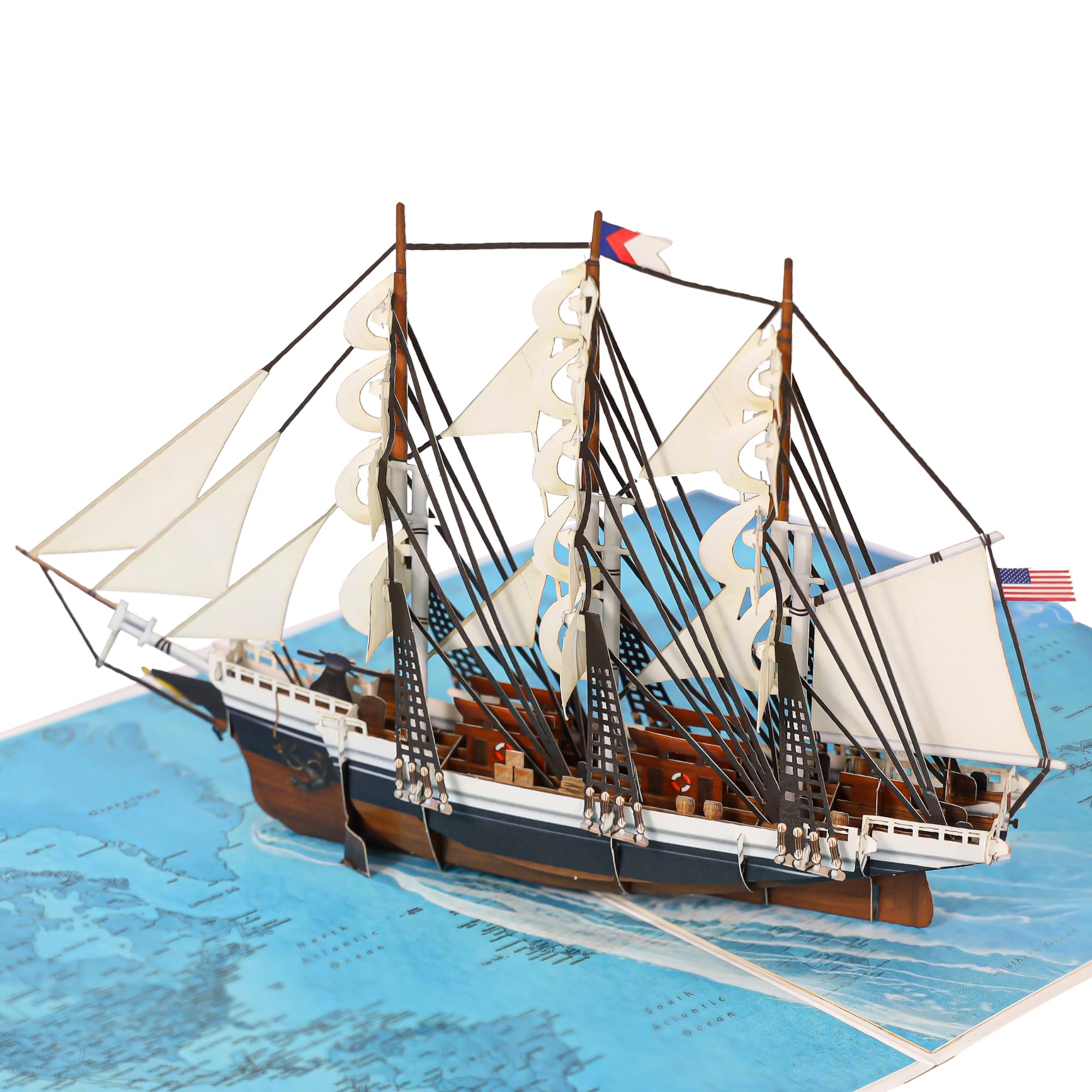 Sailboat Pop Up Fathers Day Card for Men, 3D Ship, Ocean, Handmade Birthday Card, Ideal Gift for Father's Day, Retirement, Friendship for Dad, Husband, Grandfather, Men, Coworker, Boaters,Ocean Lovers