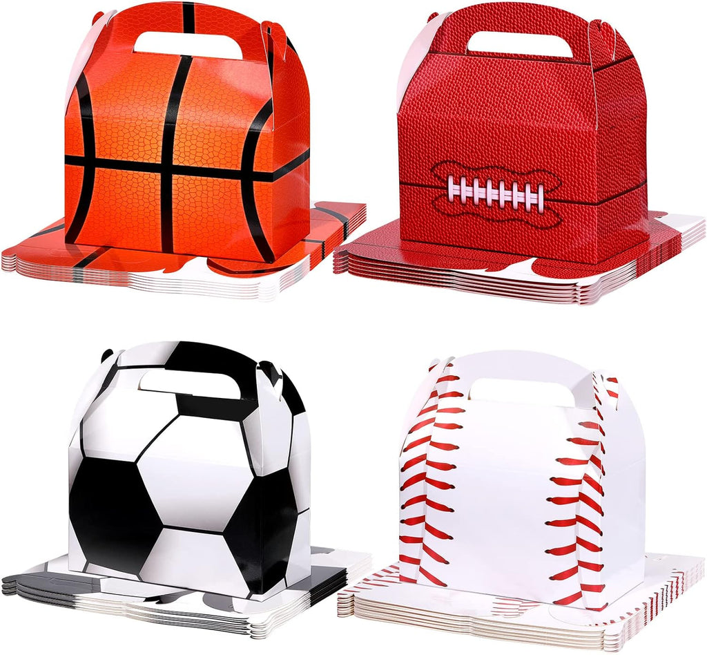 Nezyo Sports Themed Birthday Party Supplies - 24 Pack Football & Soccer Treat Boxes | Perfect for Baby Showers