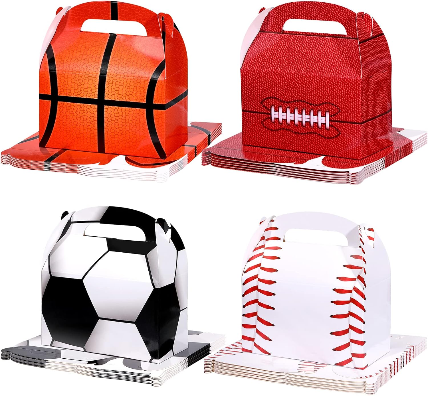 Nezyo Sports Themed Birthday Party Supplies - 24 Pack Football & Soccer Treat Boxes | Perfect for Baby Showers