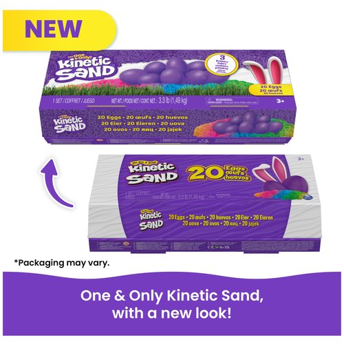 Kinetic Sand, 20-Pack Eggs with 3.3lbs Red, Yellow & Blue Play Sand for Egg Hunts, Party Favors & Goodie Bags, Sensory Toys for Kids Ages 3 and up