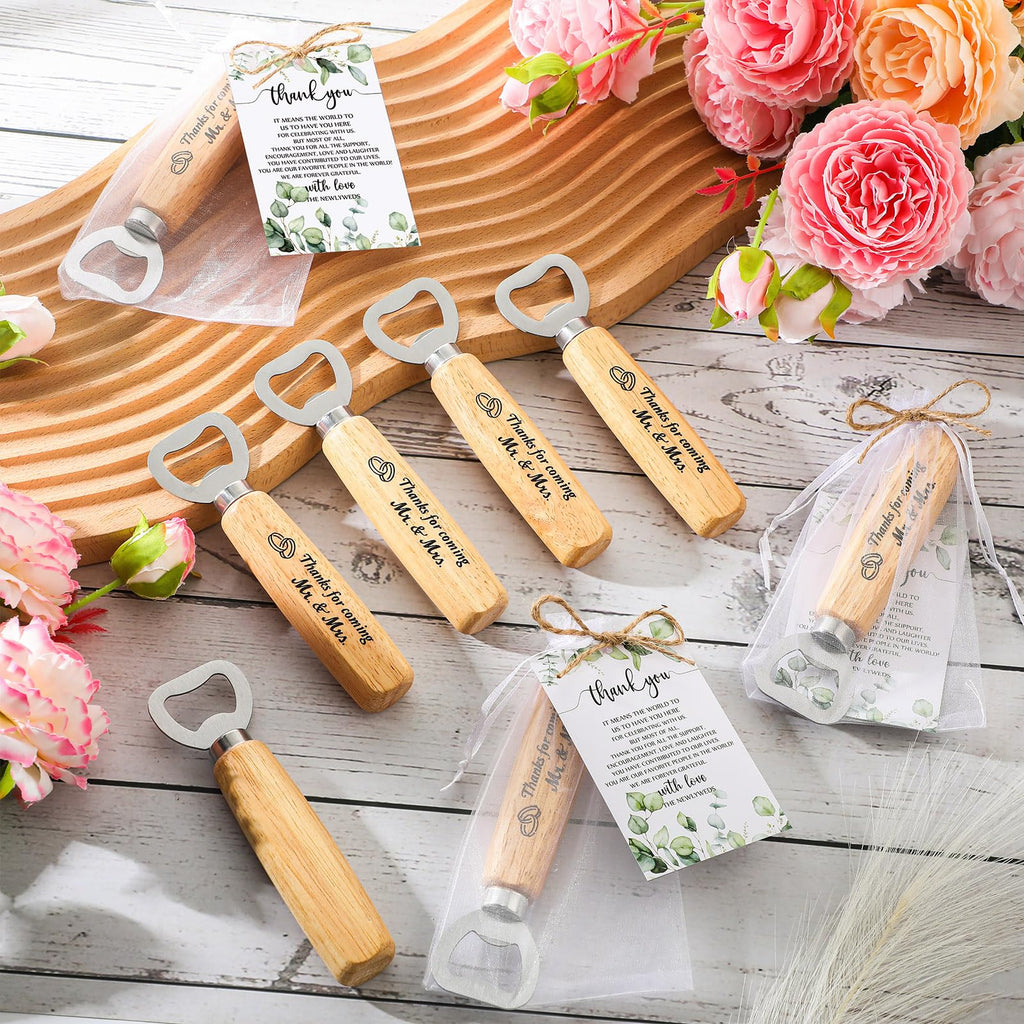 Dandat 100 Set Wedding Favors: Bottle Opener, Thank You Cards, Organza Bags & Jute Twine for Party Favors & Decoration