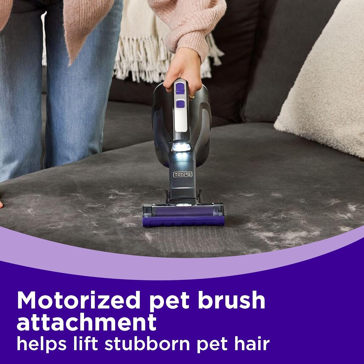 BLACK+DECKER Dustbuster Pet Hair Vacuum - Cordless Handheld with Powerful Suction & LED Light | Includes Pet Brush & Crevice Tool