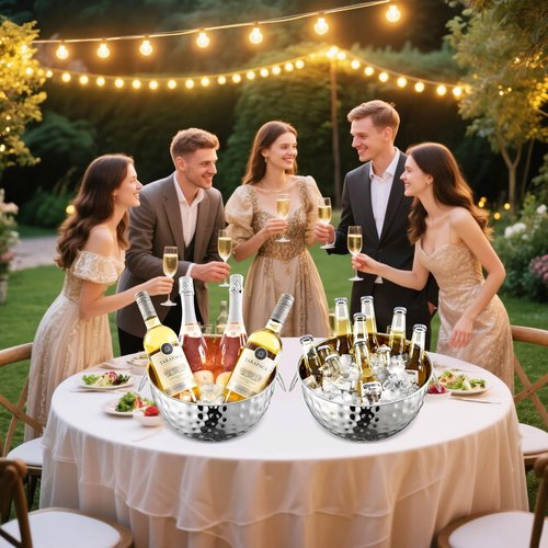 Ice Bucket of 2 Pack, 7L (10.3 * 10.3 * 5.9in) Large Ice Buckets for Parties,Metal Beverage Tub,Wine Bucket with Scoop,Champagne Bucket,Large Ice Buckets for Wine,Beer, Bottle Drinks, Dishwasher Safe