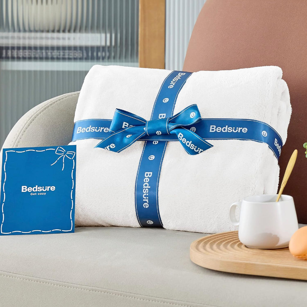 Bedsure GentleSoft Fleece Bed Blanket - Plush, Lightweight, Cozy Luxury in Full Size White | 84x90 Inches