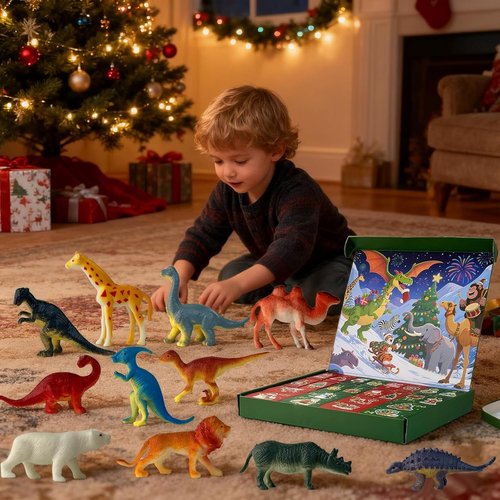Dinosaur Advent Calendar 2025 - 24-Day Christmas Countdown with Realistic Figurines | Perfect Gift for Kids