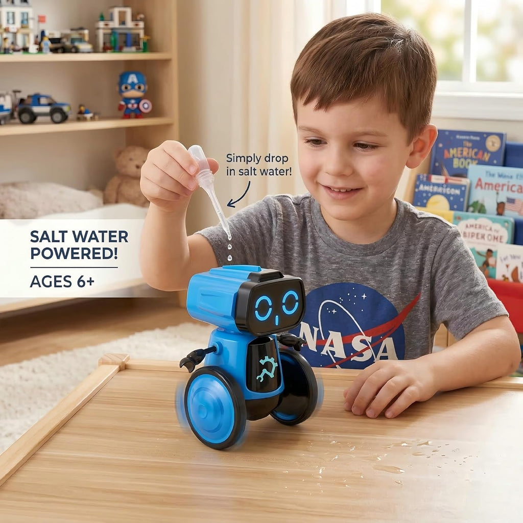 Science Saltwater Robot Kit - DIY STEM Educational Toy for Kids | No Batteries Required, Blue