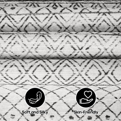 BYYVOO 2x3 Entryway Rug Washable - Moroccan Small Area Rugs for Entryway Low Pile Indoor Mat Non Slip with Rubber Backing Thin Area Rug Pet Friendly for Front Door Kitchen Bedroom 2x3 Geo Grey