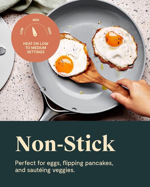 Caraway Nonstick Ceramic Frying Pan - 2.7 Qt, 10.5" | Non-Toxic, PTFE & PFOA Free, Oven Safe - Black