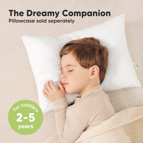 KeaBabies Toddler Pillows - 2-Pack Soft Organic Cotton for Ages 2-5 | Machine Washable, 13x18, White