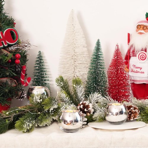 Homemory 12 Pcs Silver Votive Candle Holders - Round Mercury Glass for Weddings, Home Decor & Events
