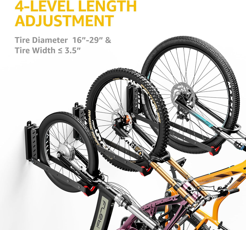 monTEK Swivel Bike Wall Mount - Easy Load & Unload Bike Hanger for Garage | Holds Up to 77 lbs, 4 Pack