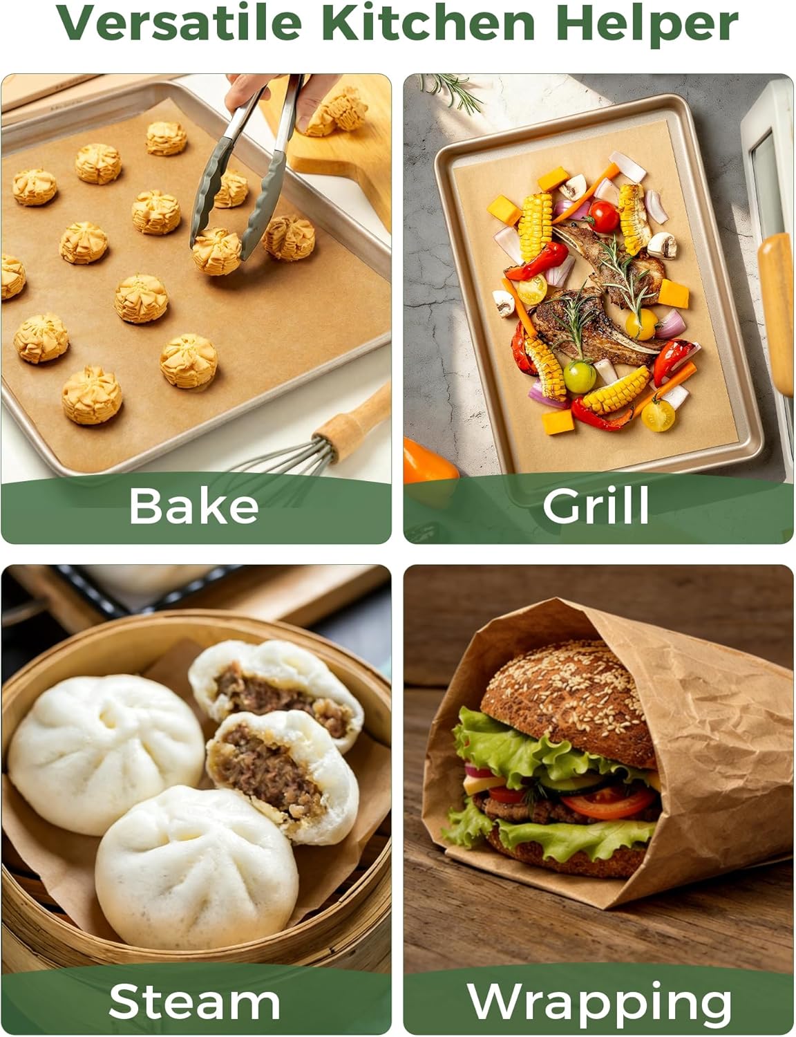 Unbleached Parchment Paper Sheets by [Brand Name] - Non-Stick Baking Paper for Oven & Air Fryer | 100 Precut 9x13 Sheets