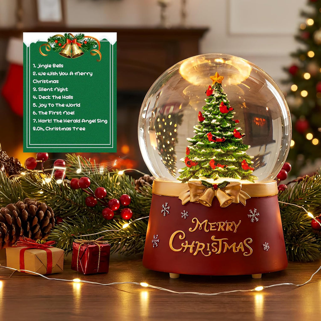 Regine Switzerland Musical Snow Globe | Lighted Christmas Tree Decoration with Swirling Glitter