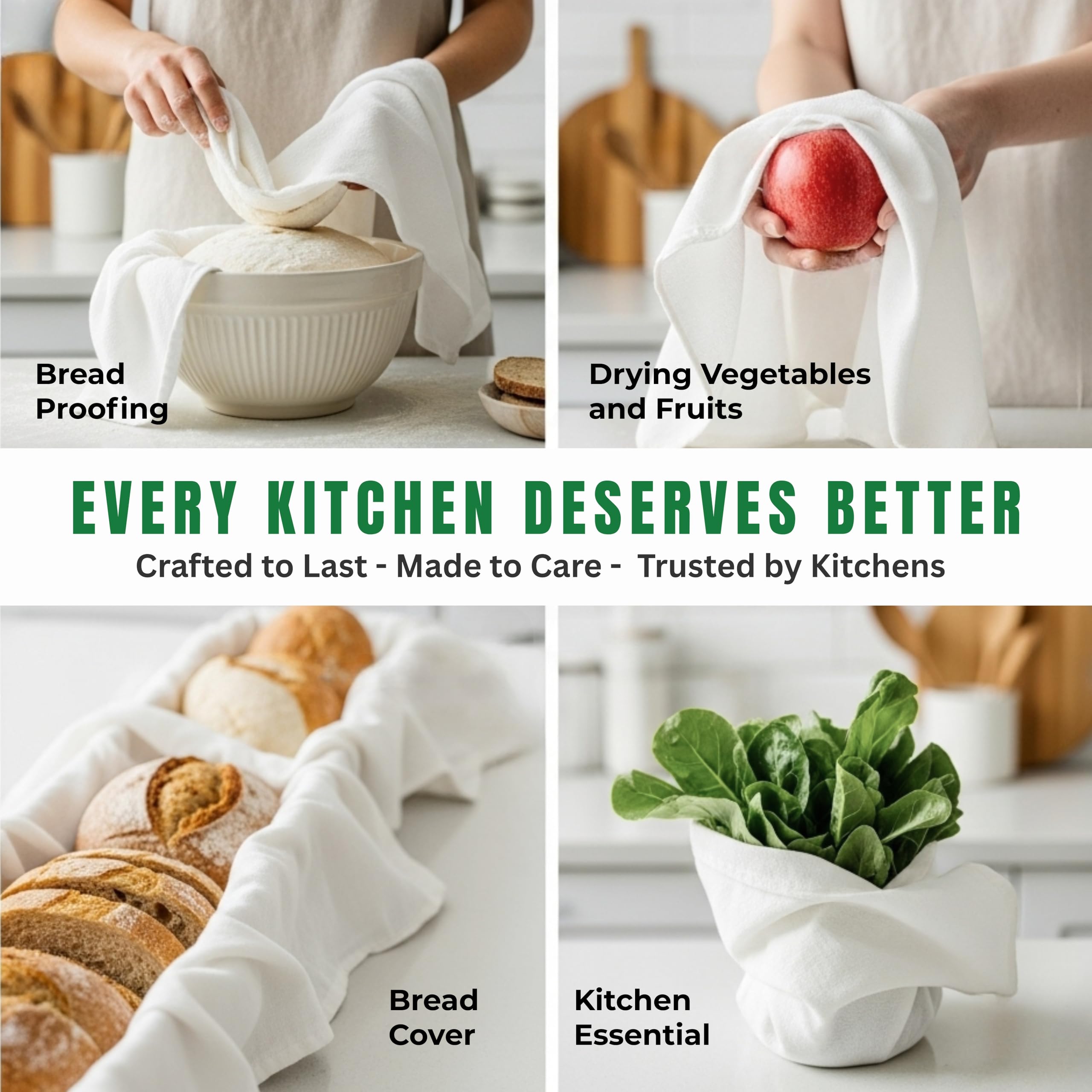Flour Sack Towels | Tea Towel for Crafts| Kitchen Dish Cotton Blank Towel for Embroidery| Baking Bread Proofing Linen Cover| Thick Absorbent Quick Dry| 50 Pack 28"x28" White