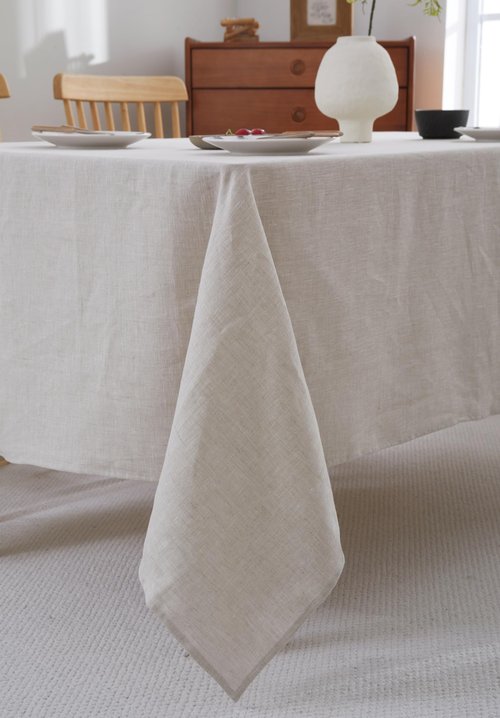 AORISSI 100% French Flax Linen Tablecloths Rectangle 132Lx60W Inch for Dinners, Parties, Easter, Halloween, Camping, Stone Washed, Textured, Machine Washable, 12-14 Sets (60''x132'', Natural Linen)