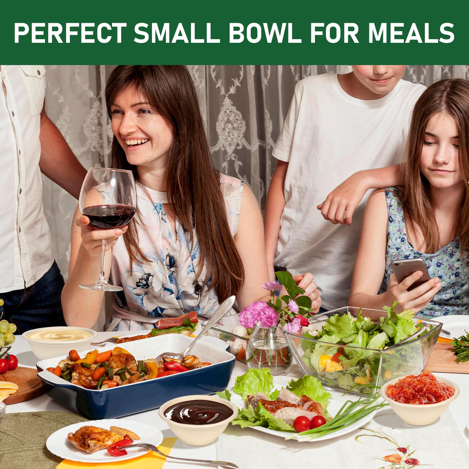 Bionutrio 6 oz Small Disposable Bowls, 300 Pack Bulk Paper Bowls for Chili, Sauce, Cereal, Compostable Eco-Friendly Bagasse Bowl, Microwavable, Leak-Proof, Sturdy