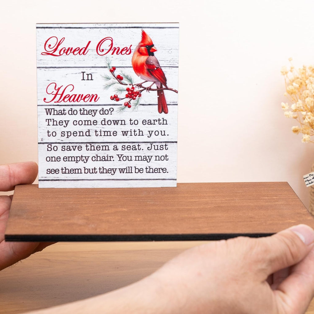 Skiennix Candleholders | Memorial Keepsake Sign with Empty Chair & Cardinal - Personalized Name Decor for Loved Ones