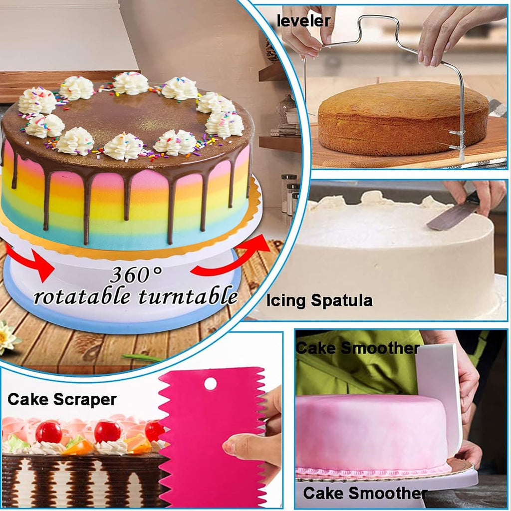 Skiennix Cake Decorating Kit - 567 PCS Baking Set with Springform Pans & Rotating Turntable for Beginners