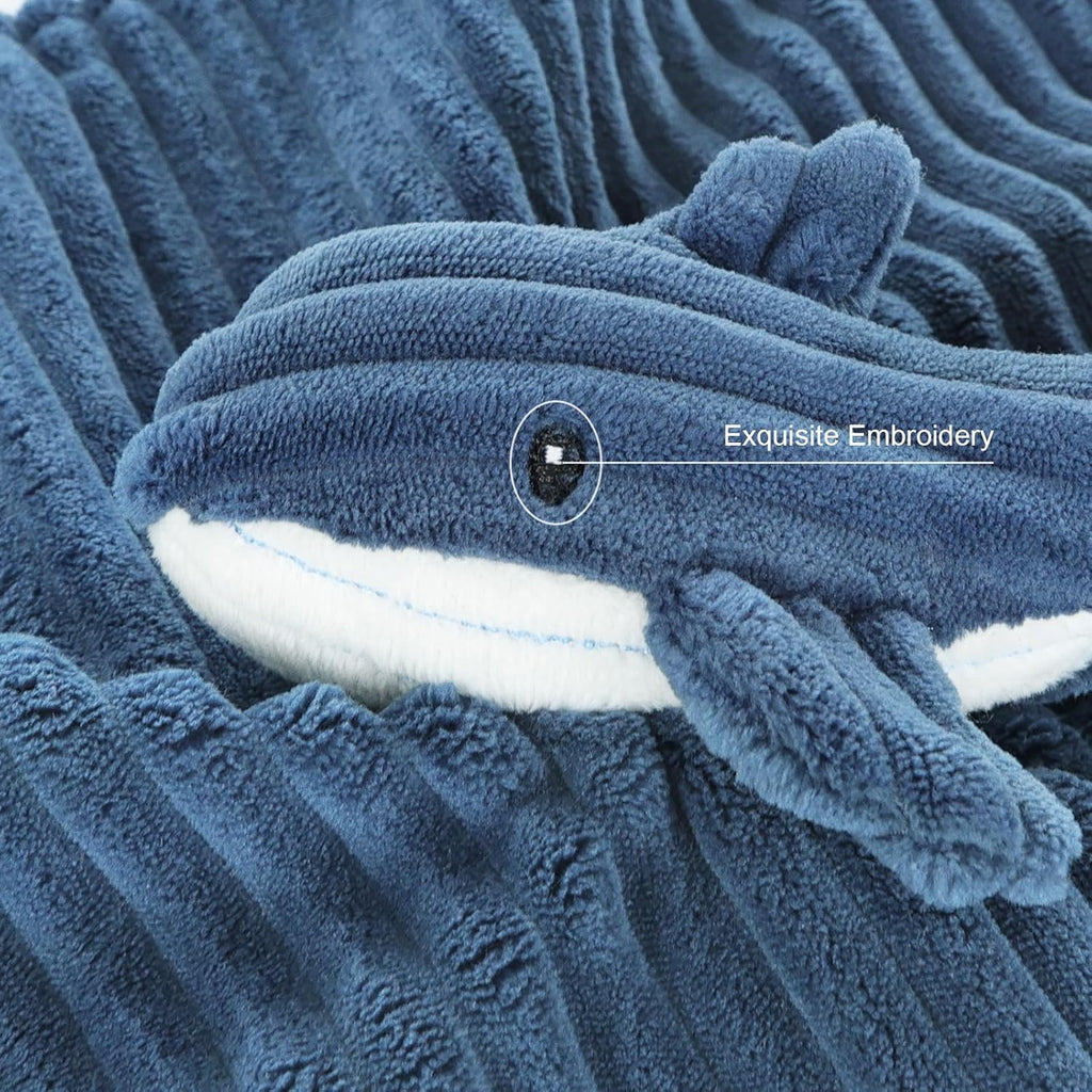 Skiennix Baby Security Blanket - Soft Lovey Whale Snuggle Toy for Newborns & Toddlers | Blue 15 Inch
