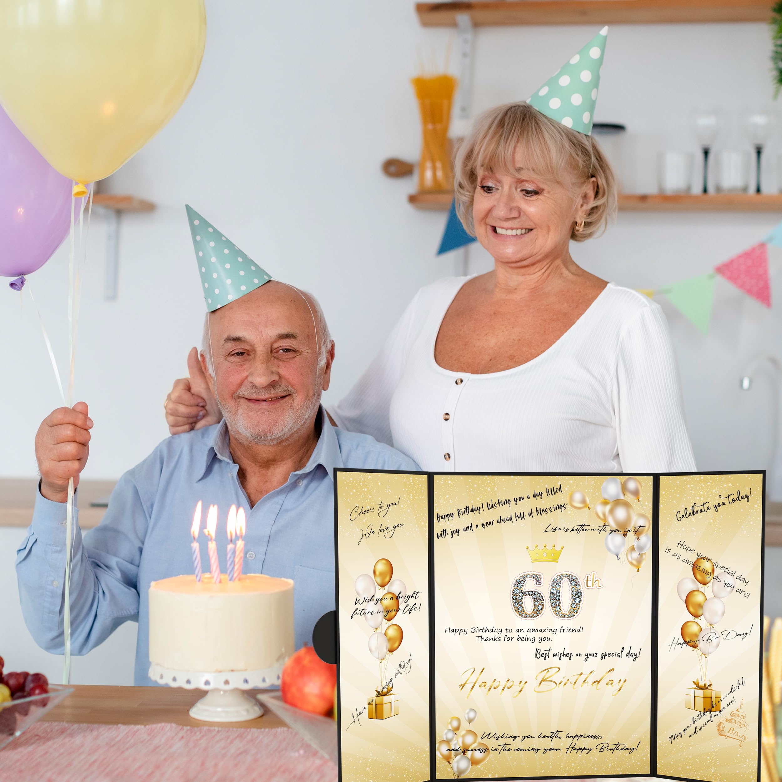 Pranski Black Gold 1st-99th Happy Birthday Party Decorations 18"x12" Birthday Guest Book for Men Women Suitable for All Ages Birthday Gifts Birthday Card